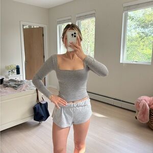 Free People Gray Long Sleeve Top